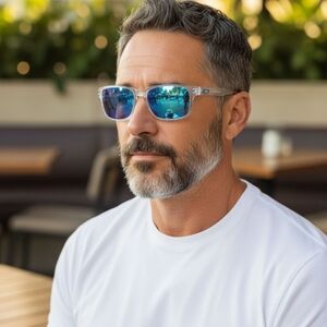 Oakley Holbrook XL Silver Frame with Blue Lenses Sunglasses